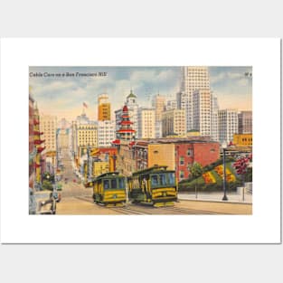 Cable Cars on San Francisco Hill Posters and Art